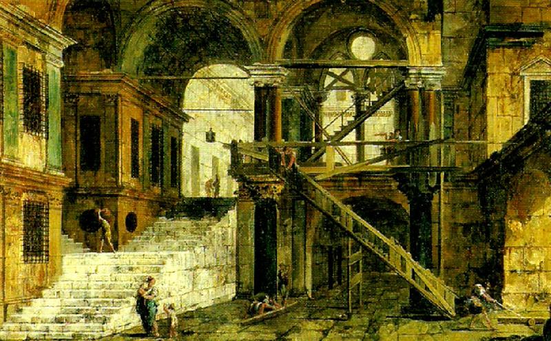 MARIESCHI, Michele trapphuset i ett renassanspalats Spain oil painting art
